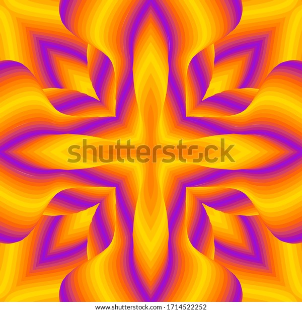 Optical illusion lines background. Abstract 3d purple and yellow illusions. EPS 10 Vector illustration