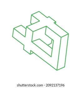 Logo de la ilusión óptica. Vector de formas imposible. Objetos de arte óptico. Cifras geométricas.
