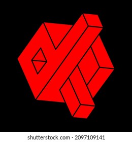 Optical illusion logo. Impossible shapes vector. Optical art objects. Geometric figures. Escher paradox.