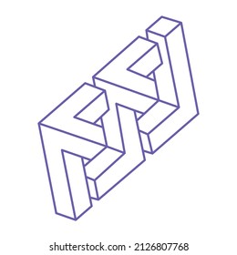 Optical illusion logo. Impossible shapes vector. Optical art objects. Geometric figures. Escher paradox.