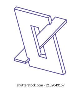Optical illusion logo. Impossible shapes. Sacred geometry figures. Abstract eternal geometric objects. Impossible endless outline shapes. Optical art. Impossible geometry shape on a white background.