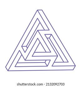 Optical illusion logo. Impossible shapes. Sacred geometry figures. Abstract eternal geometric objects. Impossible endless outline shapes. Optical art. Impossible geometry shape on a white background.