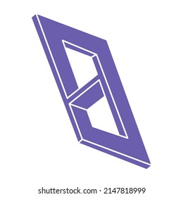 Optical illusion logo. Impossible shapes. Sacred geometry figures. Abstract eternal geometric objects. Impossible endless outline shapes. Optical art. Impossible geometry shape on a white background.