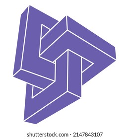 Optical illusion logo. Impossible shapes. Sacred geometry figures. Abstract eternal geometric objects. Impossible endless outline shapes. Optical art. Impossible geometry shape on a white background.