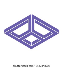 Optical illusion logo. Impossible shapes. Sacred geometry figures. Abstract eternal geometric objects. Impossible endless outline shapes. Optical art. Impossible geometry shape on a white background.