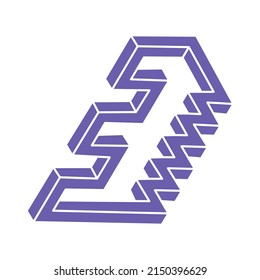 Optical illusion logo. Impossible shapes. Sacred geometry figures. Abstract eternal geometric objects. Impossible endless outline shapes. Optical art. Impossible geometry shape on a white background.