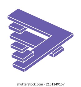 Optical illusion logo. Impossible shapes. Sacred geometry figures. Abstract eternal geometric objects. Impossible endless outline shapes. Optical art. Impossible geometry shape on a white background.