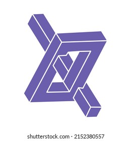 Optical illusion logo. Impossible shapes. Sacred geometry figures. Abstract eternal geometric objects. Impossible endless outline shapes. Optical art. Impossible geometry shape on a white background.