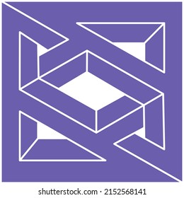 Optical illusion logo. Impossible shapes vector. Optical art objects. Geometric figures. Escher paradox.