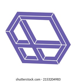 Optical illusion logo. Impossible shapes. Sacred geometry figures. Abstract eternal geometric objects. Impossible endless outline shapes. Optical art. Impossible geometry shape on a white background.