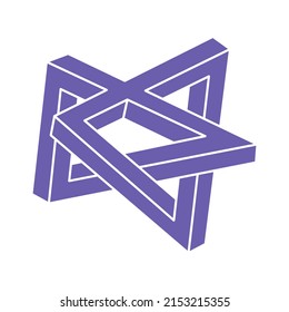 Optical illusion logo. Impossible shapes. Sacred geometry figures. Abstract eternal geometric objects. Impossible endless outline shapes. Optical art. Impossible geometry shape on a white background.