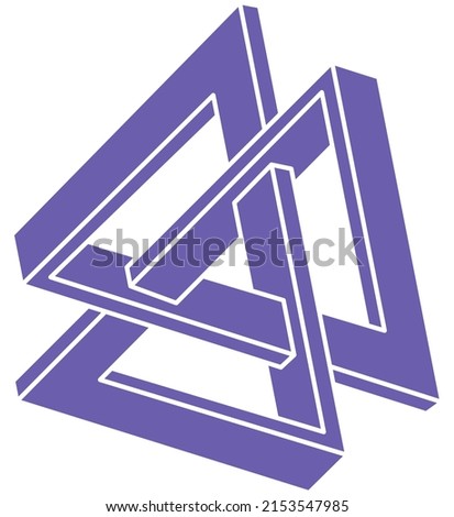Optical illusion logo. Impossible shapes. Sacred geometry figures. Abstract eternal geometric objects. Impossible endless outline shapes. Optical art. Impossible geometry shape on a white background.
