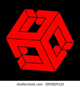 Optische Illusion modernes Logo. Unmögliche Formen Vektor. Optische Kunstobjekte. Geometrische Zahlen. Escher Paradox.