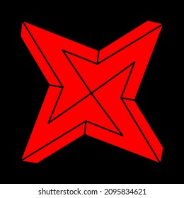 Optical illusion modern logo. Impossible shapes. Sacred geometry figure. Abstract eternal geometric objects. Impossible endless outline. Optical art. Impossible geometry shape on a black background.