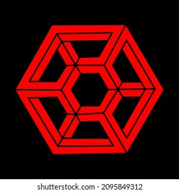 Ilusión óptica logotipo moderno. Vector de forma imposible. Objeto de arte óptico. Figura geométrica.
