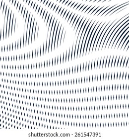 Optical illusion, moire background, abstract lined monochrome tiling. Unusual geometric pattern with visual effects.
