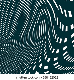 Optical illusion, moire background, abstract lined monochrome tiling. Vector geometric pattern with visual effects.