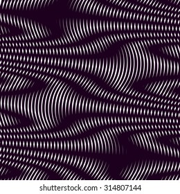 Optical illusion, moire background, abstract lined monochrome vector tiling. Unusual geometric pattern with visual effects.