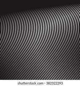 Optical illusion, moire background, abstract lined monochrome vector tiling. Unusual geometric pattern with visual effects.