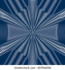 Optical illusion, moire background, abstract lined monochrome vector tiling. Geometric pattern with visual effects
