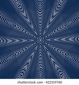 Optical illusion, moire background, abstract lined monochrome tiling. Unusual vector geometric pattern with visual effects.