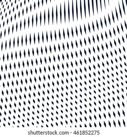 Optical illusion, moire background, abstract lined monochrome vector tiling. Unusual geometric pattern with visual effects.