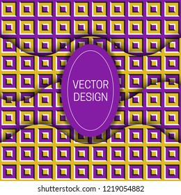Optical illusion moving background with elliptic frame for text. Trendy packaging design or cover template.
