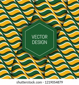 Optical illusion moving background with hexagonal frame for text. Trendy packaging design or cover template.