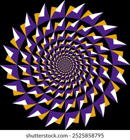 Optical illusion of moving circle with lightning shapes. Circular pattern for exciting background design.