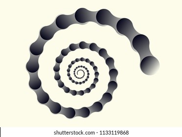 optical illusion with moving spiral pattern in silver and ivory shades