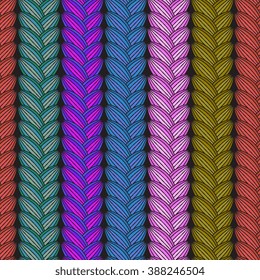 Optical illusion: Multicolor abstract seamless pattern. Texture of wavy vertical stripes. Stylish abstract background. pigtail.