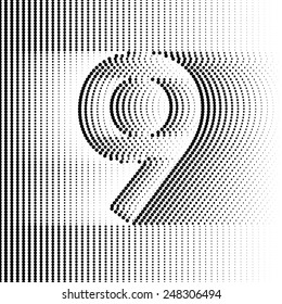 Optical Illusion number 9 - part of Dotted Optical iIllusion Alphabet 
