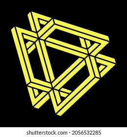 Optical illusion object. Geometry. Escher style. Impossible shapes logo design. Optical art figure.