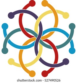 Optical illusion object. Impossible interlacing of six rings.  Borromean Rings 