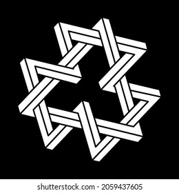 Optical illusion object. Impossible shape logo design. Optical art. Sacred geometry figure.