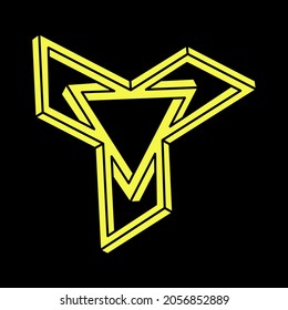 Optical illusion object, impossible shapes logo design. Geometry. Escher paradox. Optical art figure.