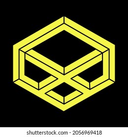 Optical illusion object. Impossible shapes. Geometric figures. Escher style. Web design element. Line design.