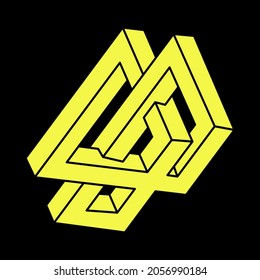 Optical illusion object. Impossible shapes logo design. Escher style. Optical art. Sacred geometry figures.