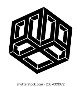 Optical illusion object. Impossible shapes. Geometric figures. Escher style. Web design elements. 