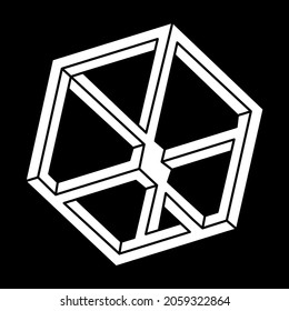 Optical illusion object. Line design. Escher paradox. Impossible shape. 