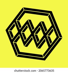 Optical illusion object. Line design. Impossible shape. Optical art figures.
