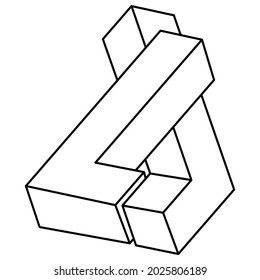 Optical illusion object, unreal geometric figure vector. Impossible shape. Sacred geometry.