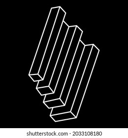 Optical illusion object, unreal geometric figures vector. Impossible shapes. Sacred geometry. Line art. Optical art.