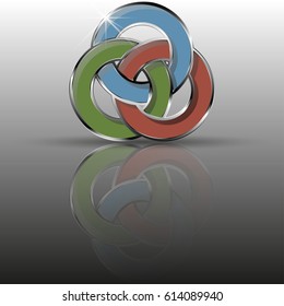 Optical illusion object. Valknut or Knot of the dead. Magic symbol, an interlacing of three triangles. Vector illustration EPS10