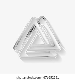 Optical illusion object. Valknut or Knot of the dead. Magic symbol, an interlacing of three triangles. Vector illustration EPS10