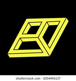 Optical illusion objects. Impossible shapes logo design. Optical art. Sacred geometry figures. Escher style.
