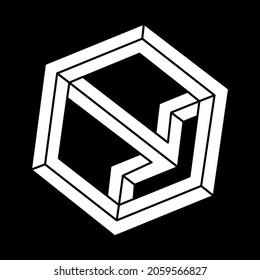 Optical illusion objects. Line design. Impossible shape. Optical art.