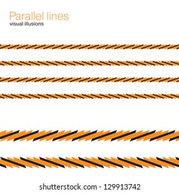 Optical illusion, parallel colorful lines