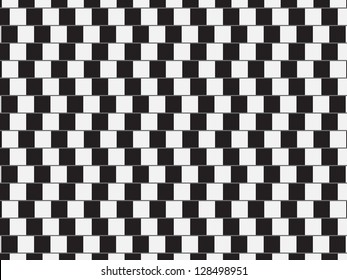 Optical illusion - parallel lines made from black and white pillows | EPS10 Vector Illustration