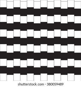 Optical illusion - parallel lines made from black and white pillows, vector geometric illusion